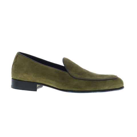 Di Bianco Vomero Cashmere Mens Green Suede Loafers & Slip Ons Casual Shoes