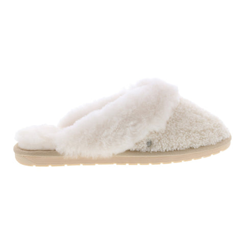 Emu Australia Jolie Teddy W12565 Womens Beige Leather Mules Slippers Shoes