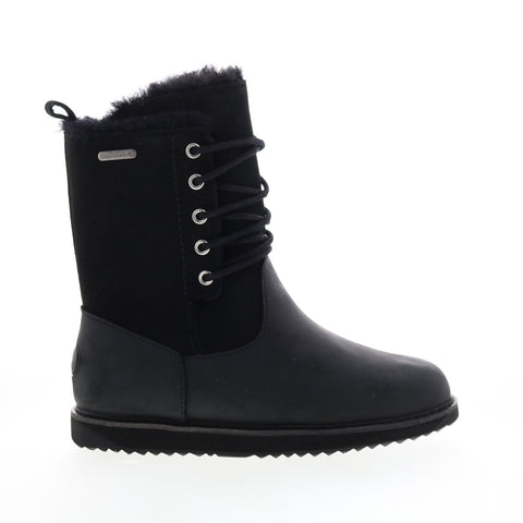 Emu Australia Agnes W12972 Womens Black Suede Lace Up Casual Dress Boots