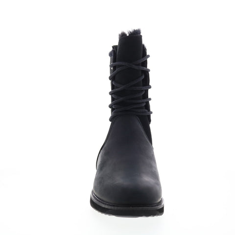 Emu Australia Agnes W12972 Womens Black Suede Lace Up Casual Dress Boots