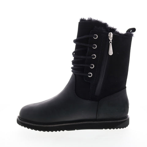 Emu Australia Agnes W12972 Womens Black Suede Lace Up Casual Dress Boots