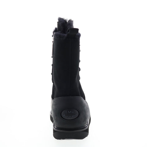 Emu Australia Agnes W12972 Womens Black Suede Lace Up Casual Dress Boots