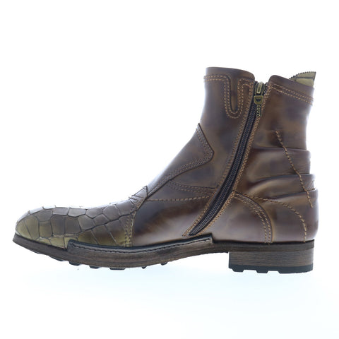 Debut Burning Cocco W5108 Mens Brown Leather Zipper Casual Dress Boots