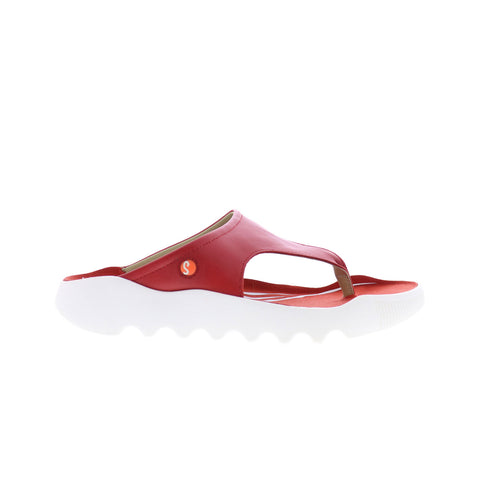 Softinos Wahl WAHL746SOF-005 Womens Red Leather Flip-Flops Sandals Shoes