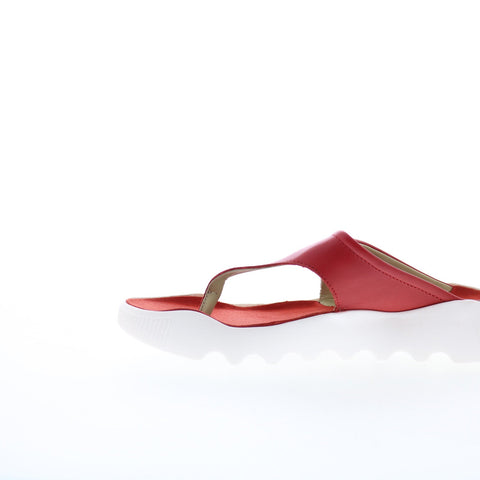 Softinos Wahl WAHL746SOF-005 Womens Red Leather Flip-Flops Sandals Shoes