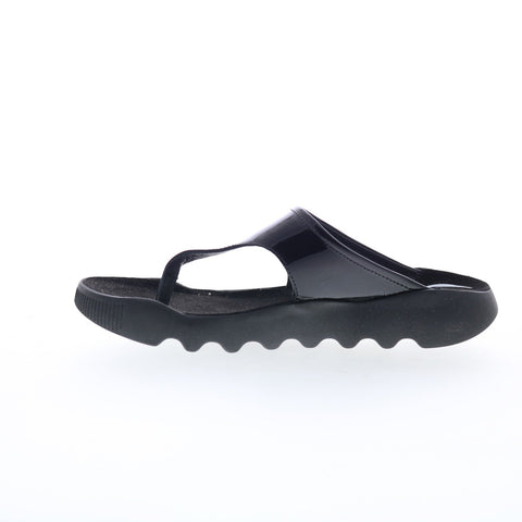 Softinos Wahl WAHL746SOF-007 Womens Black Leather Flip-Flops Sandals Shoes