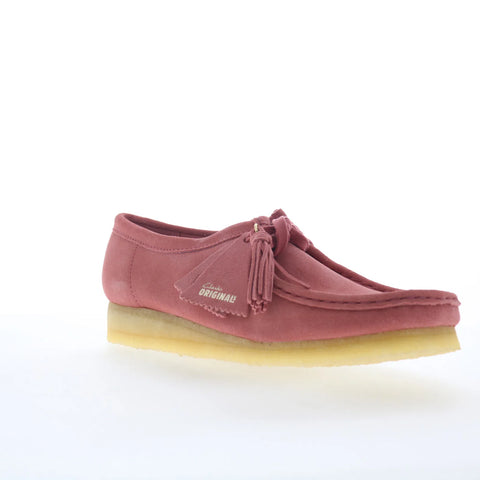Clarks Wallabee 26179159 Womens Pink Suede Lace Up Oxford Flats Shoes