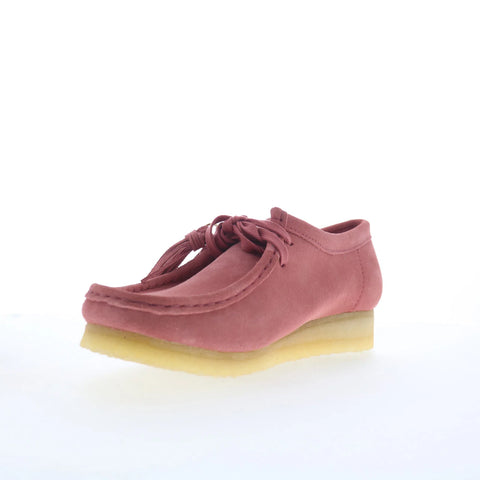 Clarks Wallabee 26179159 Womens Pink Suede Lace Up Oxford Flats Shoes