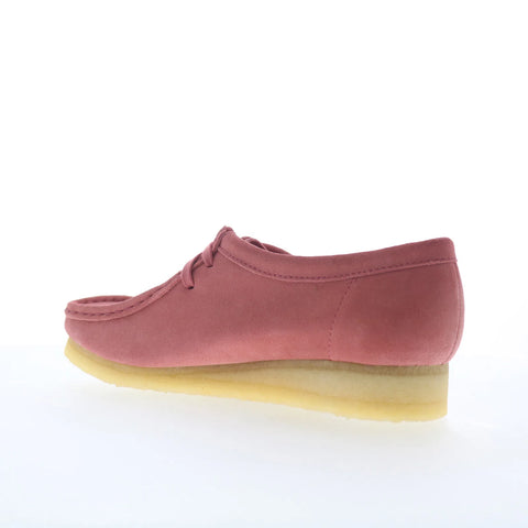 Clarks Wallabee 26179159 Womens Pink Suede Lace Up Oxford Flats Shoes