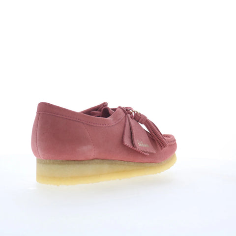 Clarks Wallabee 26179159 Womens Pink Suede Lace Up Oxford Flats Shoes