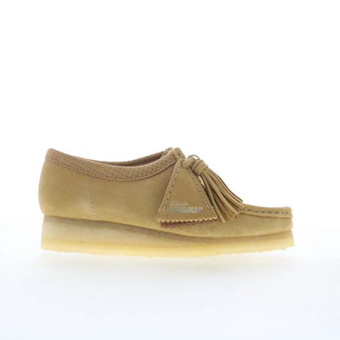 Clarks Wallabee 26180169 Womens Beige Suede Suede Oxford Flats Shoes