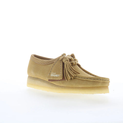 Clarks Wallabee 26180169 Womens Beige Suede Suede Oxford Flats Shoes