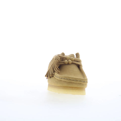 Clarks Wallabee 26180169 Womens Beige Suede Suede Oxford Flats Shoes