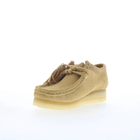 Clarks Wallabee 26180169 Womens Beige Suede Suede Oxford Flats Shoes