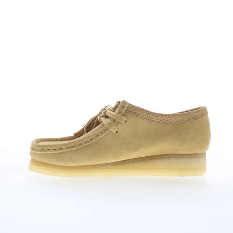 Clarks Wallabee 26180169 Womens Beige Suede Suede Oxford Flats Shoes