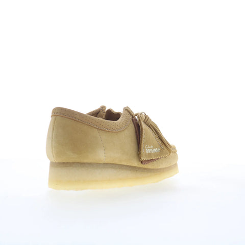 Clarks Wallabee 26180169 Womens Beige Suede Suede Oxford Flats Shoes