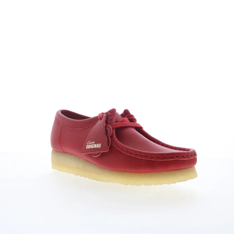 Clarks Wallabee 26180683 Womens Red Leather Oxfords & Lace Ups Casual Shoes
