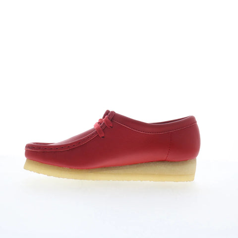 Clarks Wallabee 26180683 Womens Red Leather Oxfords & Lace Ups Casual Shoes
