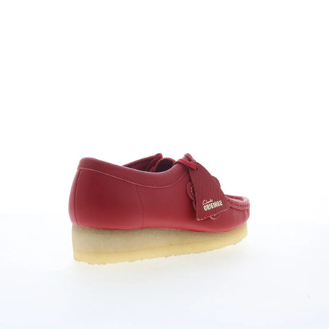 Clarks Wallabee 26180683 Womens Red Leather Oxfords & Lace Ups Casual Shoes