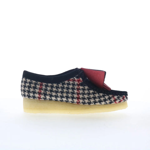 Clarks Wallabee 26182802 Womens Black Suede Lace Up Oxford Flats Shoes