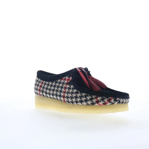 Clarks Wallabee 26182802 Womens Black Suede Lace Up Oxford Flats Shoes