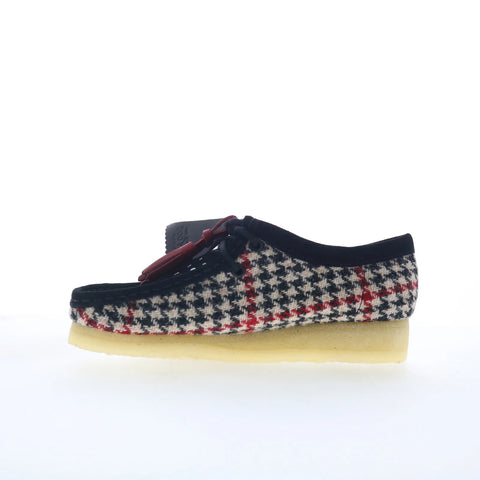 Clarks Wallabee 26182802 Womens Black Suede Lace Up Oxford Flats Shoes