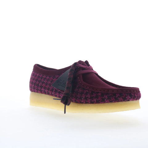 Clarks Wallabee 26183573 Womens Purple Suede Lace Up Oxford Flats Shoes