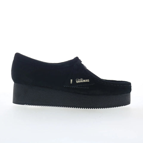 Clarks Wallacraft Bee 26173497 Womens Black Suese Oxford Flats Shoes