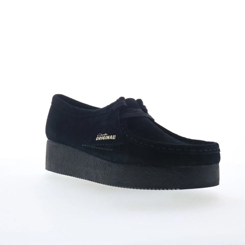 Clarks Wallacraft Bee 26173497 Womens Black Suese Oxford Flats Shoes