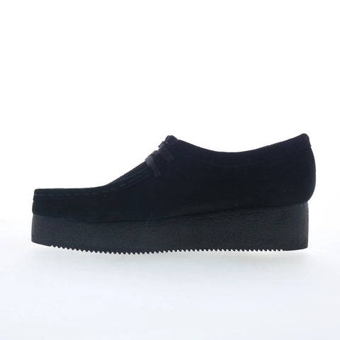 Clarks Wallacraft Bee 26173497 Womens Black Suese Oxford Flats Shoes