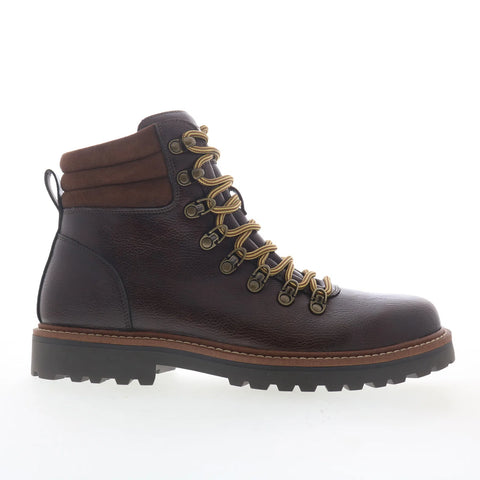 Steve Madden Wallen Mens Brown Leather Lace Up Casual Dress Boots