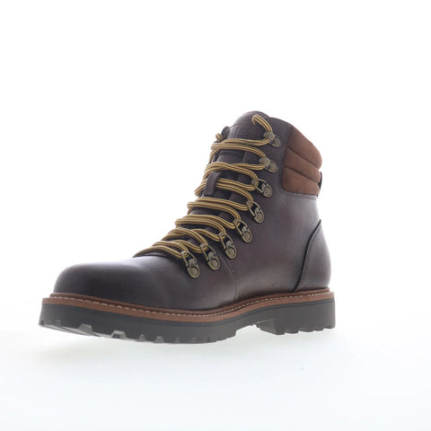 Steve Madden Wallen Mens Brown Leather Lace Up Casual Dress Boots