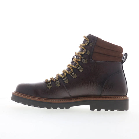 Steve Madden Wallen Mens Brown Leather Lace Up Casual Dress Boots