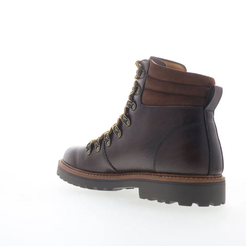 Steve Madden Wallen Mens Brown Leather Lace Up Casual Dress Boots