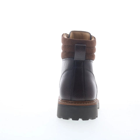 Steve Madden Wallen Mens Brown Leather Lace Up Casual Dress Boots
