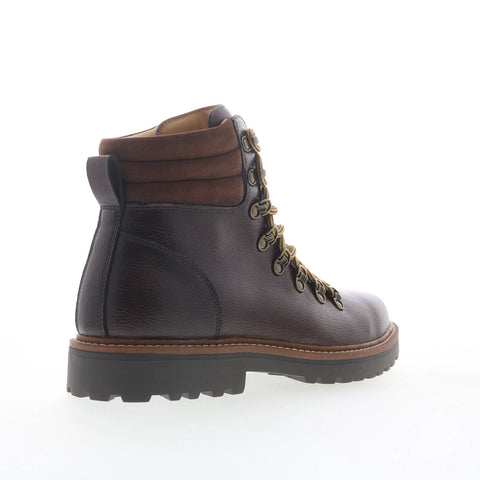 Steve Madden Wallen Mens Brown Leather Lace Up Casual Dress Boots