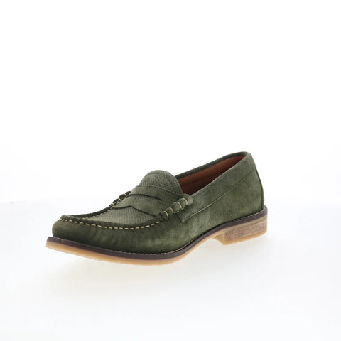 Pajar Wayne 51885 Mens Green Suede Slip On Loafers & Slip Ons Penny Shoes