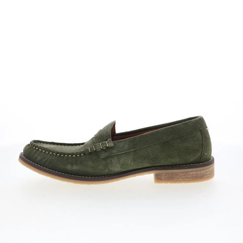 Pajar Wayne 51885 Mens Green Suede Slip On Loafers & Slip Ons Penny Shoes