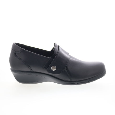 Propet Wallis WCA113L Womens Black Leather Loafer Flats Shoes