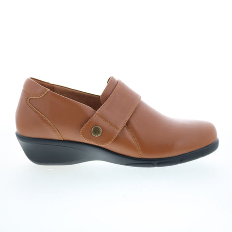Propet Wallis WCA113L Womens Brown Leather Loafer Flats Shoes