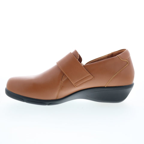 Propet Wallis WCA113L Womens Brown Leather Loafer Flats Shoes