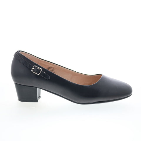 Propet Zuri WDX004L Womens Black Wide Leather Hook & Loop Pumps Heels Shoes