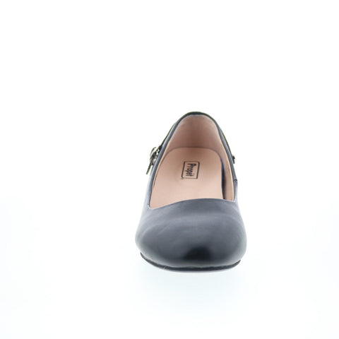 Propet Zuri WDX004L Womens Black Wide Leather Hook & Loop Pumps Heels Shoes
