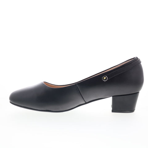 Propet Zuri WDX004L Womens Black Wide Leather Hook & Loop Pumps Heels Shoes