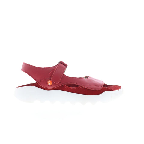Softinos Weal WEAL712SOF-005 Womens Red Leather Strap Sandals Shoes