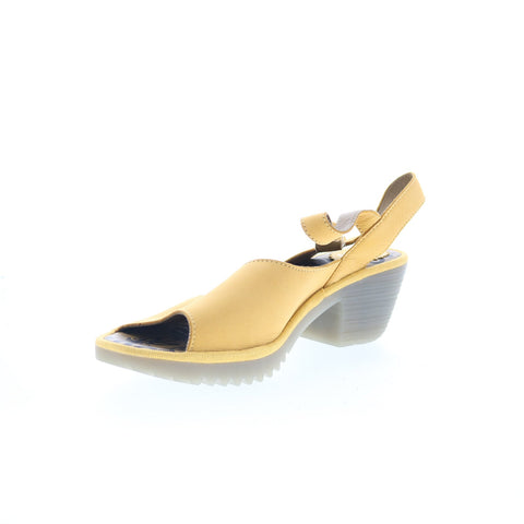 Fly London Wely WELY439FLY-002 Womens Yellow Leather Heeled Sandals Shoes