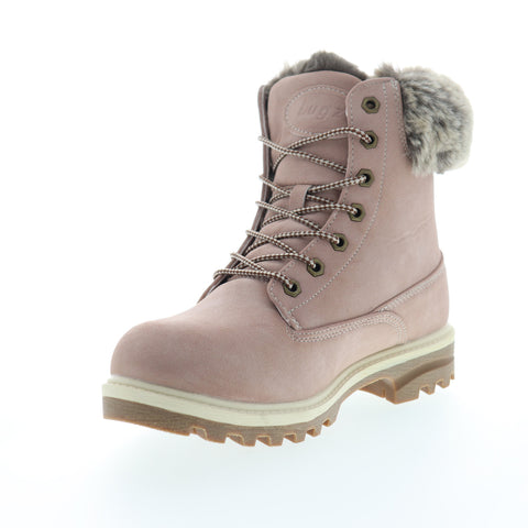 Lugz Empire HI Fur WEMPHFE-682 Womens Pink Leather Casual Dress Boots