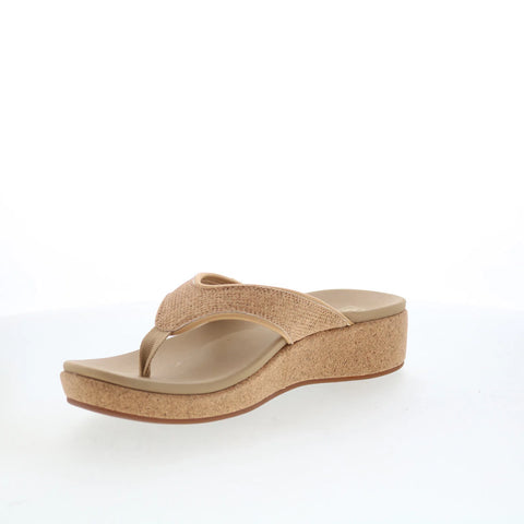 Spenco Willow Wedge SP1227CRK Womens Brown Wide Flip-Flops Sandals Shoes