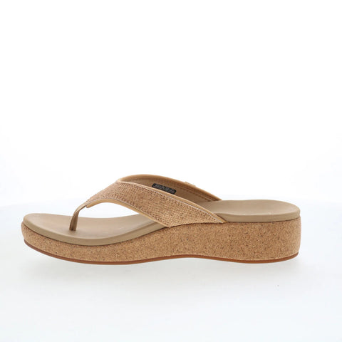 Spenco Willow Wedge SP1227CRK Womens Brown Wide Flip-Flops Sandals Shoes