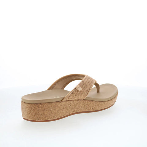 Spenco Willow Wedge SP1227CRK Womens Brown Wide Flip-Flops Sandals Shoes